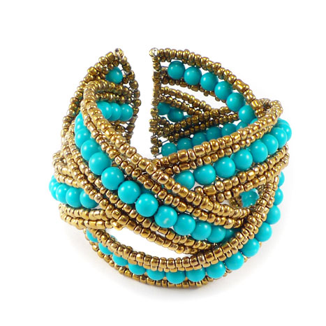 Beaded Bangle Bracelets - Available in Turquoise and Pink