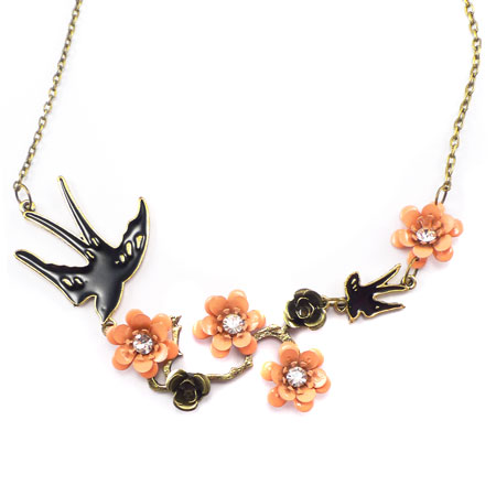 Birds and Flowers Necklace
