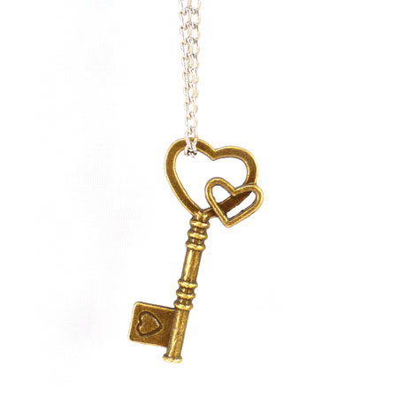 Heart Key Necklace Charm