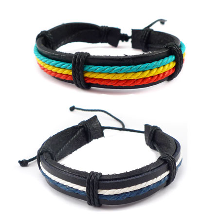 Men's Leather and Hemp Summer Bracelets
