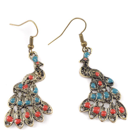 Peacock Earrings - Ship Free